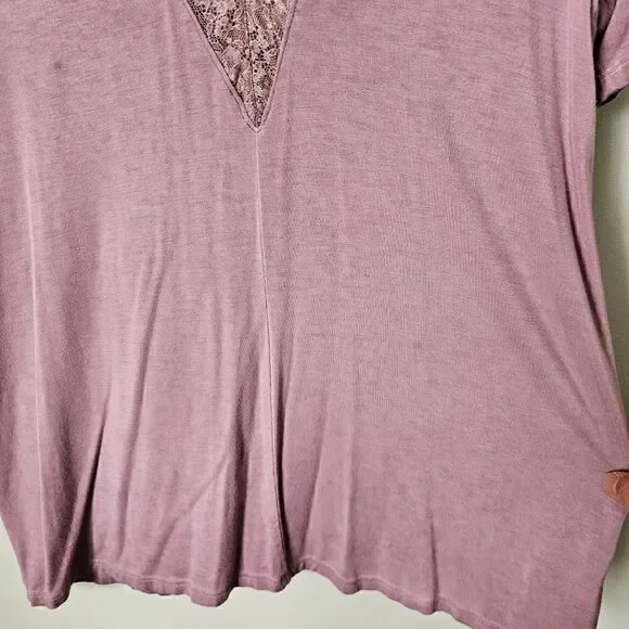 EUC AMERICAN EAGLE SOFT & SEXY DOUBLE V NECK LACED MAUVE TOP SIZE M - Picture 6 of 13